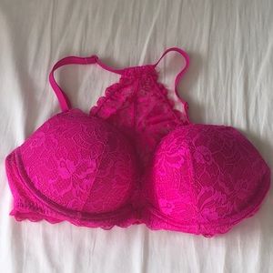 Hot pink bra that hooks in the front